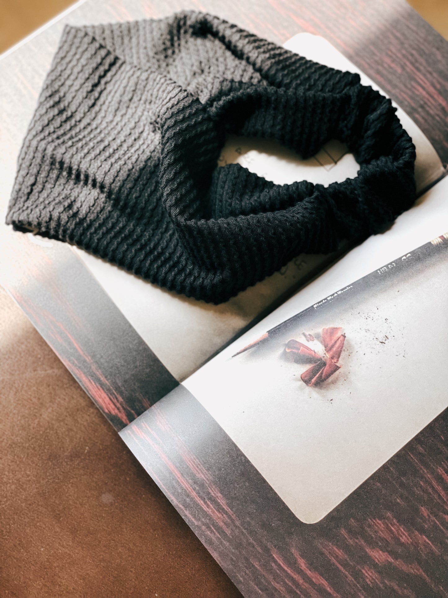 BLACK WAVE RIBBED | Wide Headband