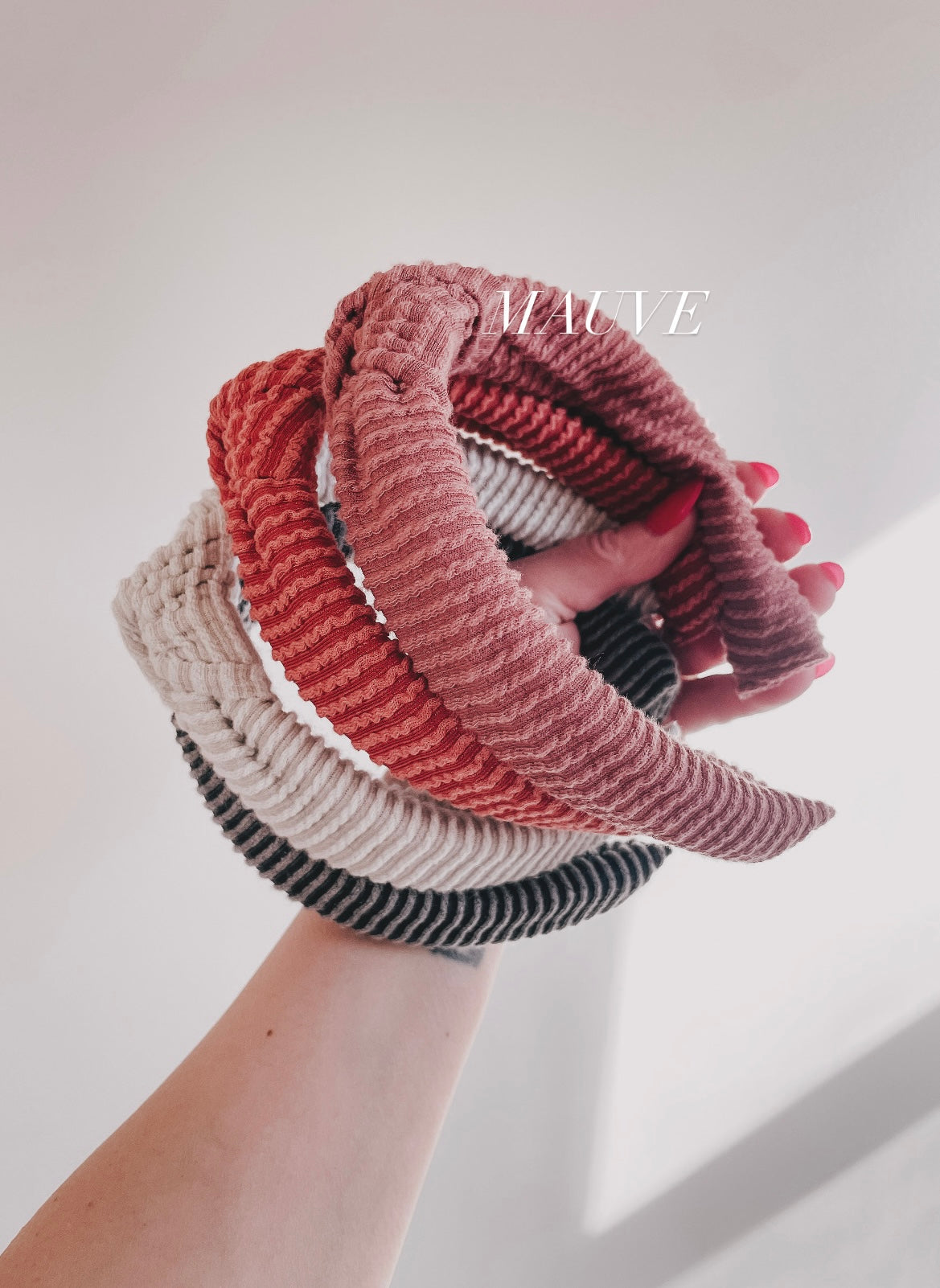 MAUVE | Wave Ribbed Knot Headband