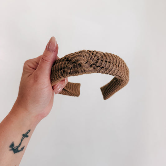 NEW MOCHA | Wave Ribbed Knot Headband