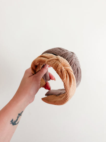 SHINY MOCHA VELVET RIB | Knot Headband