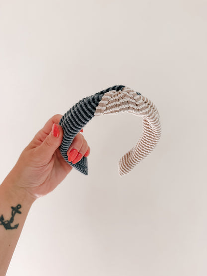 Limited Edition • AMERICANA | Denim & Taupe | Knot Headband