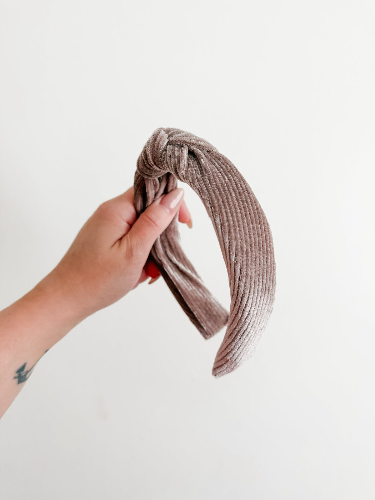 SHINY MOCHA VELVET RIB | Knot Headband