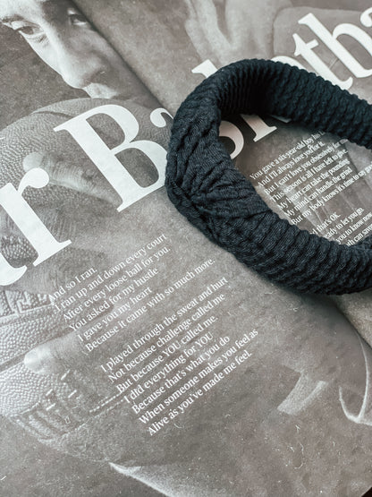 BLACK | Wave Ribbed Knot Headband