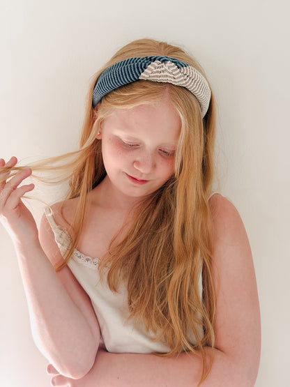 Limited Edition • AMERICANA | Denim & Taupe | Knot Headband