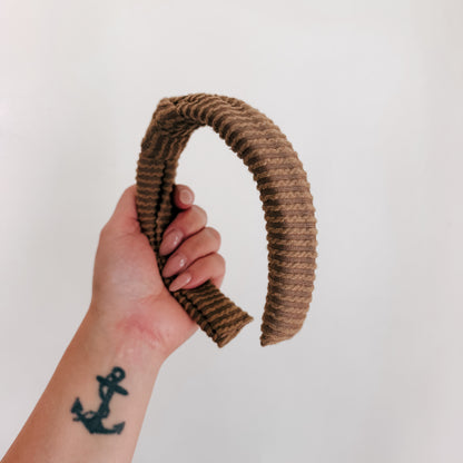 NEW MOCHA | Wave Ribbed Knot Headband