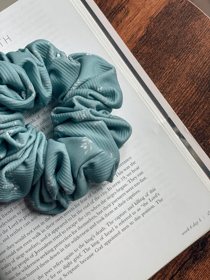 SEAFOAM FLORAL | Classic Rib Scrunchie