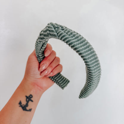 NEW SAGE | Wave Ribbed Knot Headband