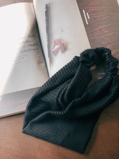 BLACK WAVE RIBBED | Wide Headband
