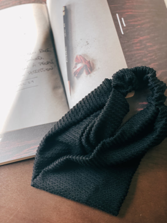 BLACK WAVE RIBBED | Wide Headband