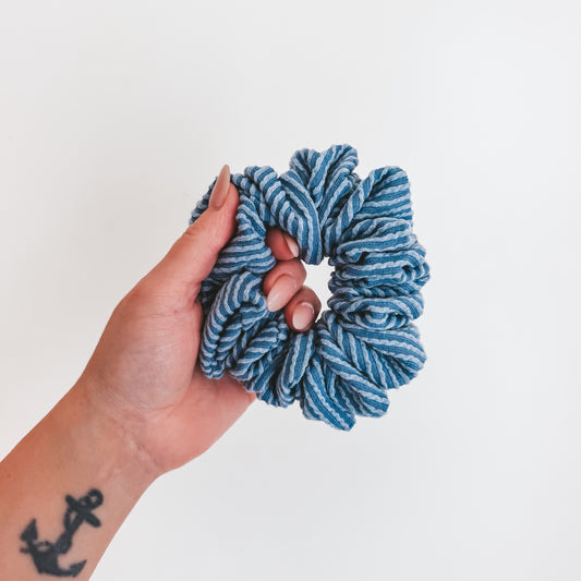 DENIM | Wave Ribbed Scrunchie